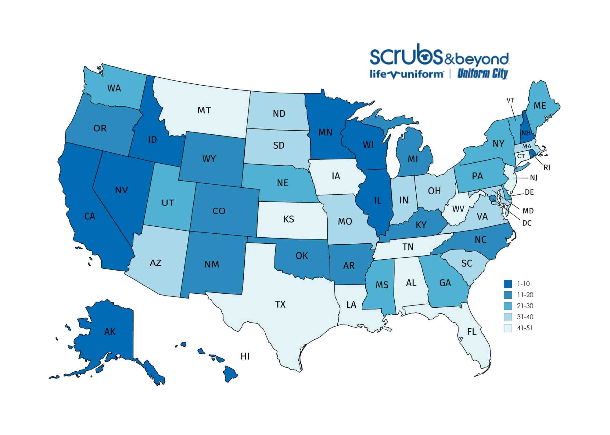 What are the 10 Best States for Nurses? Scrubs & Beyond